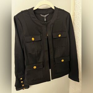 WHBM Button Military Jacket- Sz 8 Black/Gold Buttons